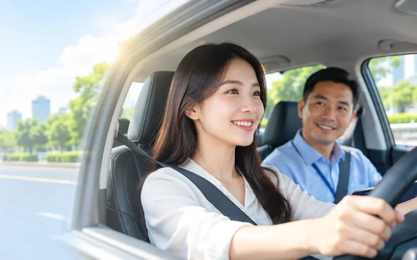 Giáo viên hướng dẫn học viên lái xe